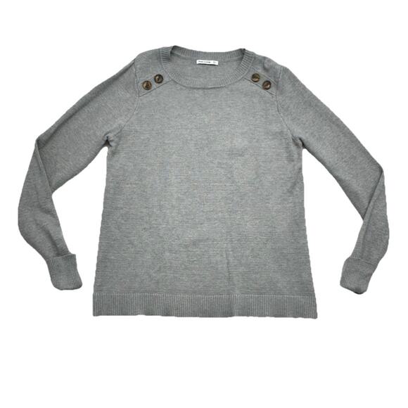 Pink Clover Womens Size Large Sweater Carson Gray Cuffed Sleeve Button Accent - Picture 1 of 6